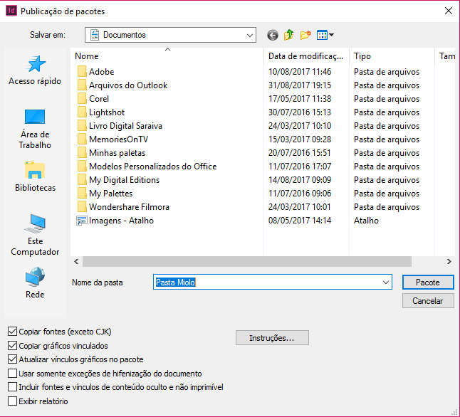 Instrução InDesign