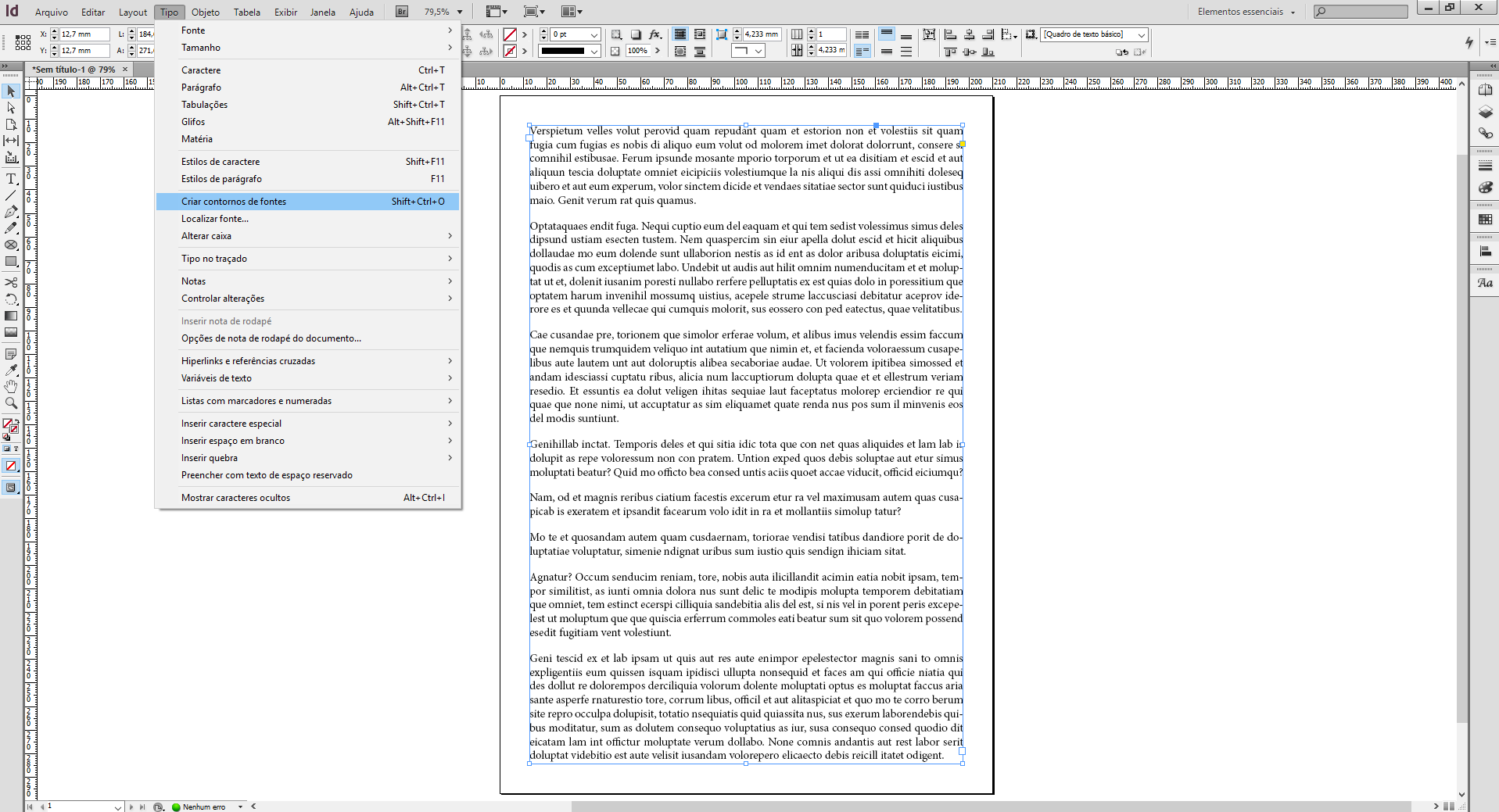Convertendo em Curvas no InDesign Convertendo em Curvas no InDesign