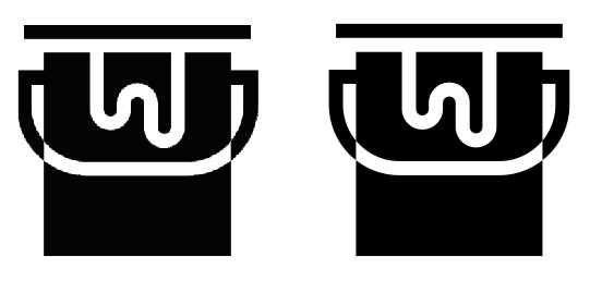 À esquerda um bitmap e à direita a imagem já vetorizada À esquerda um bitmap e à direita a imagem já vetorizada