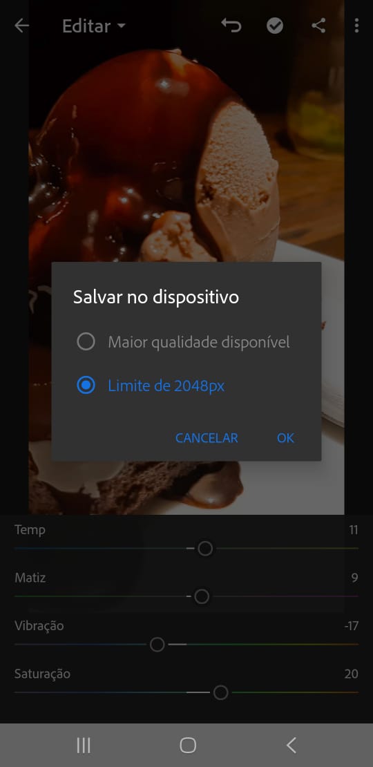 É possível salvar a imagem com qualidade Adobe Lightroom - É possível salvar a imagem com qualidade